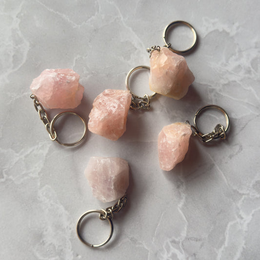 Raw Rose Quartz Keyring